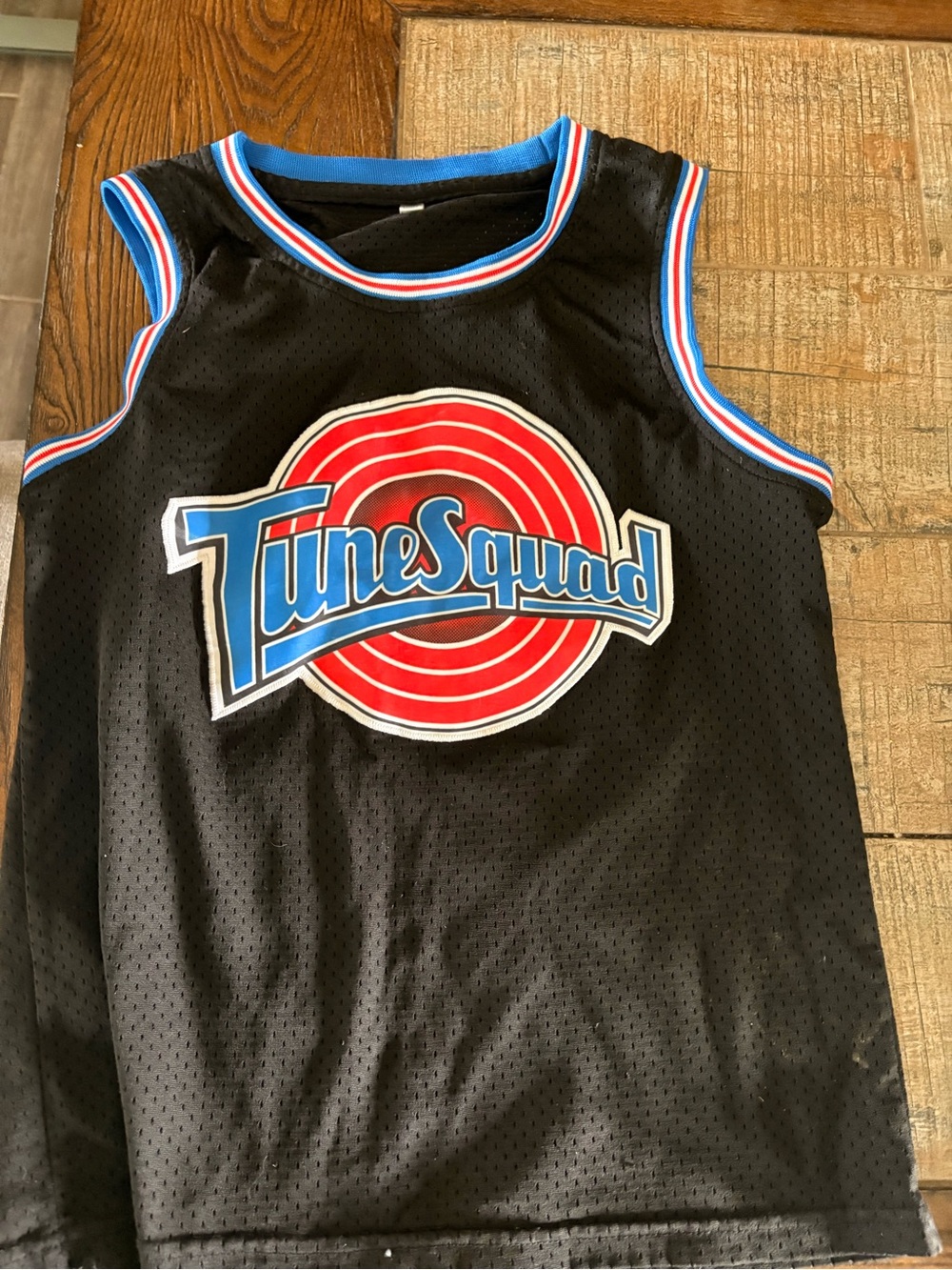 Source Unknown Black Kids Tune Squad Basketball Jersey with Red & Blue Logo